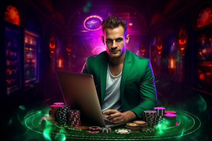 Dealer sedang memutar dadu Sic Bo dalam gelas transparan